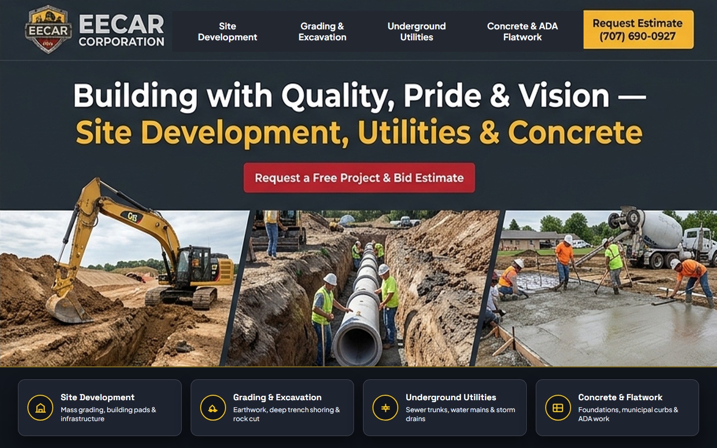 Proposed Eecar Corporation homepage preview